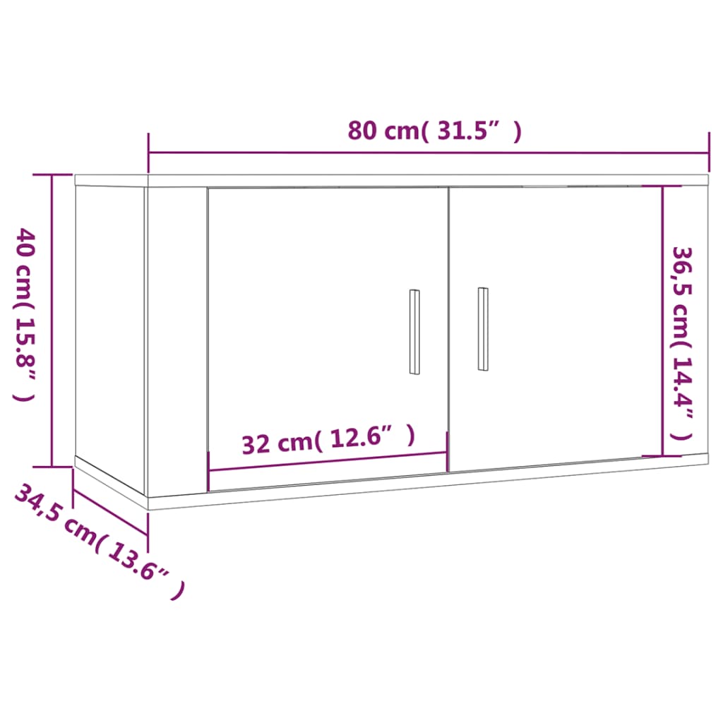 Móvel de TV de parede 80x34,5x40 cm cinzento cimento