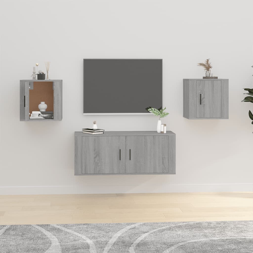 Móveis de TV de parede 2 pcs 40x34,5x40 cm cinzento sonoma