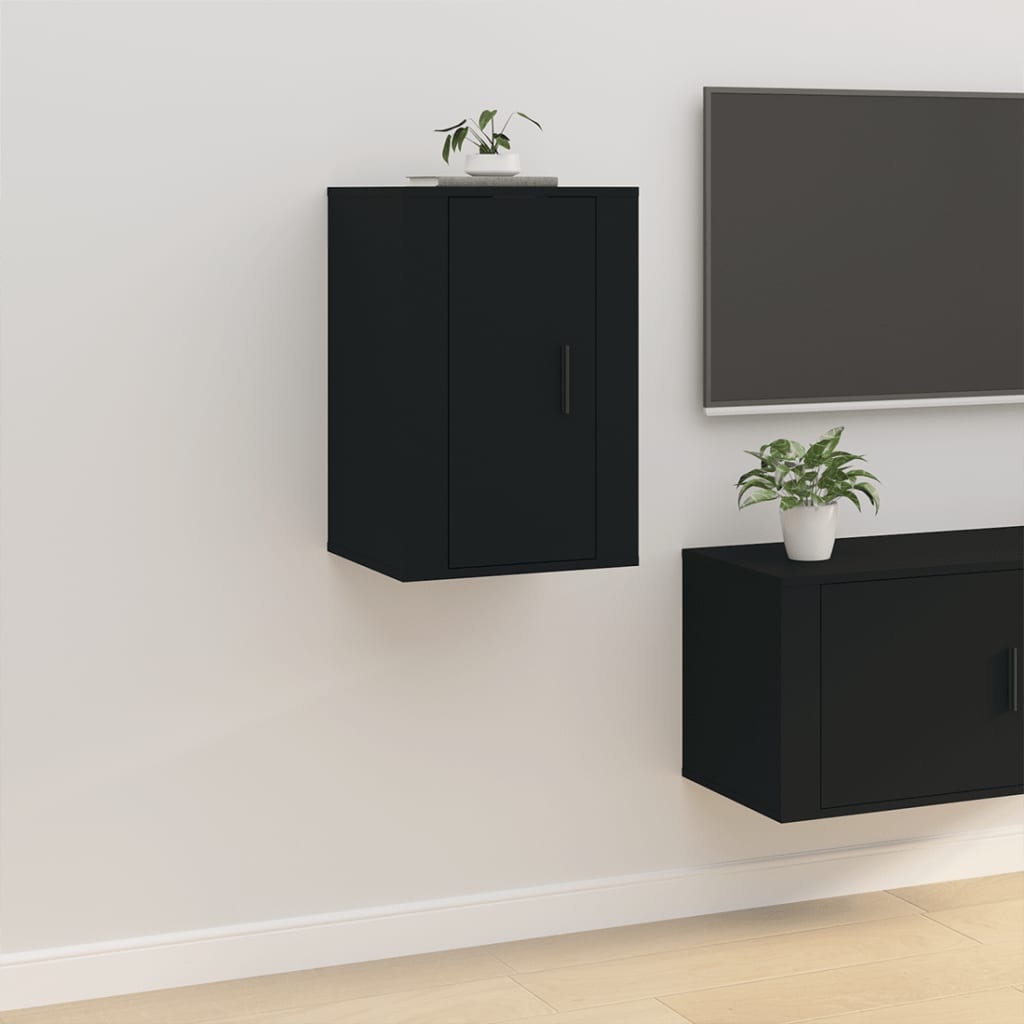 Móveis de TV de parede 2 pcs 40x34,5x60 cm preto