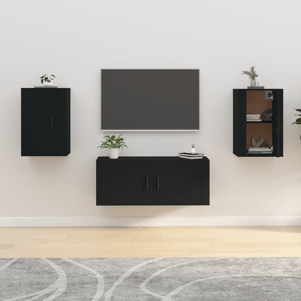 Móveis de TV de parede 2 pcs 40x34,5x60 cm preto