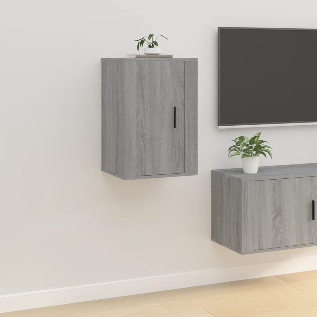 Móveis de TV de parede 2 pcs 40x34,5x60 cm cinzento sonoma