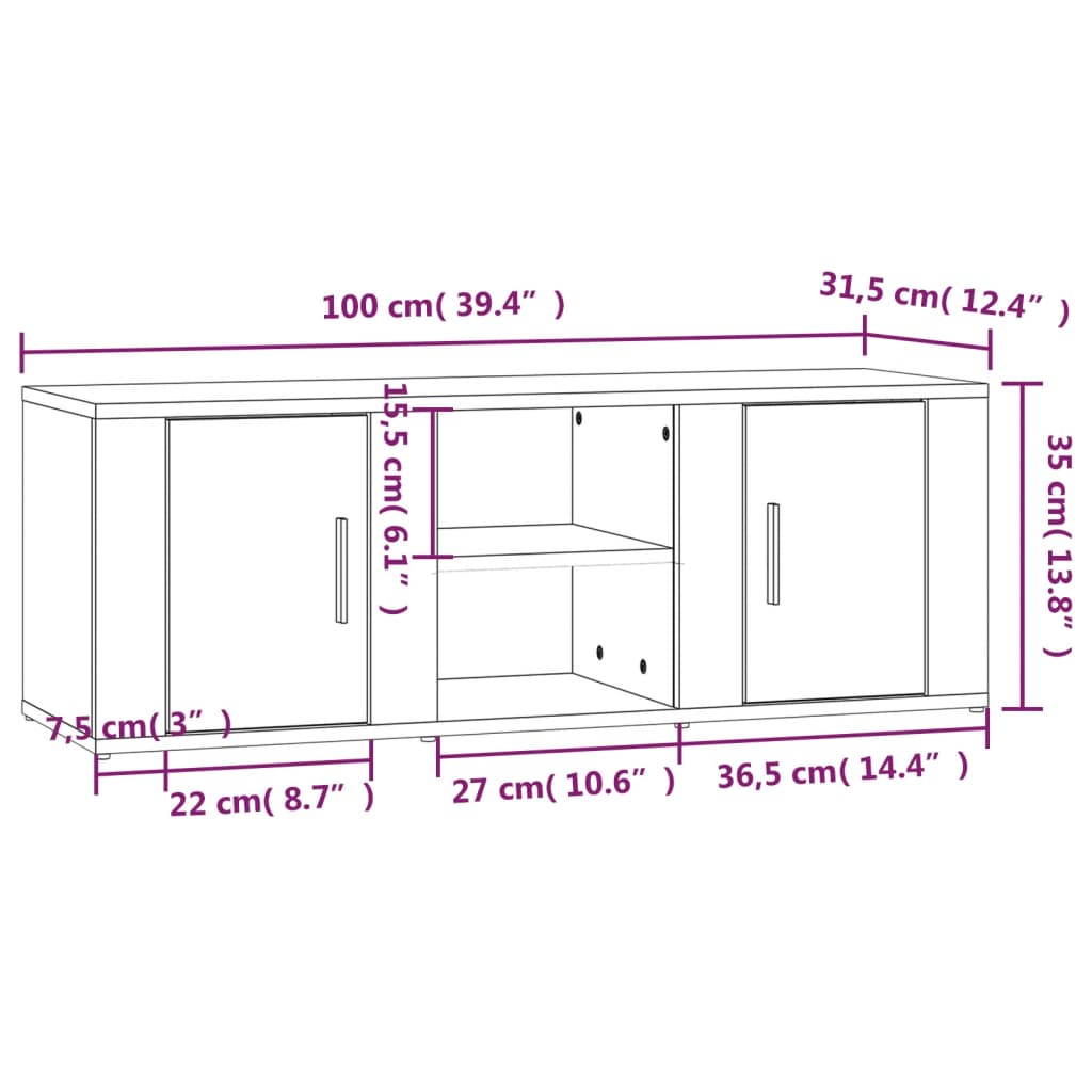 Móvel de TV Leci de 100 cm - Carvalho - Design Moderno