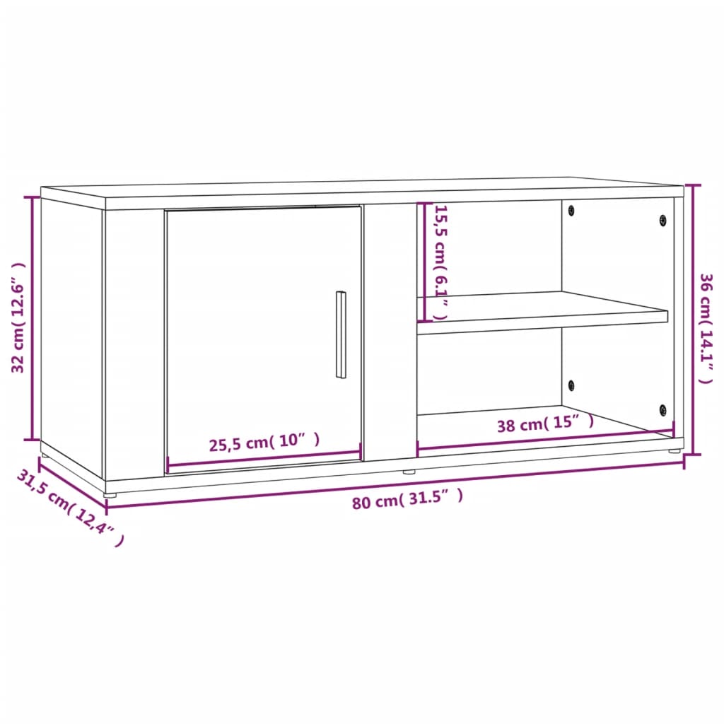 Móvel de TV 80x31,5x36 cm derivados de madeira branco