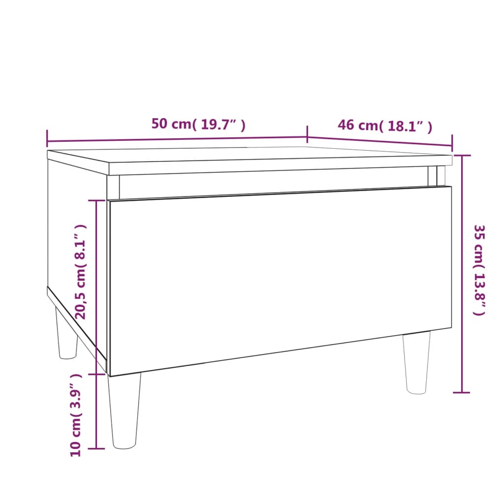 Mesa de apoio 50x46x35 cm derivados de madeira carvalho sonoma