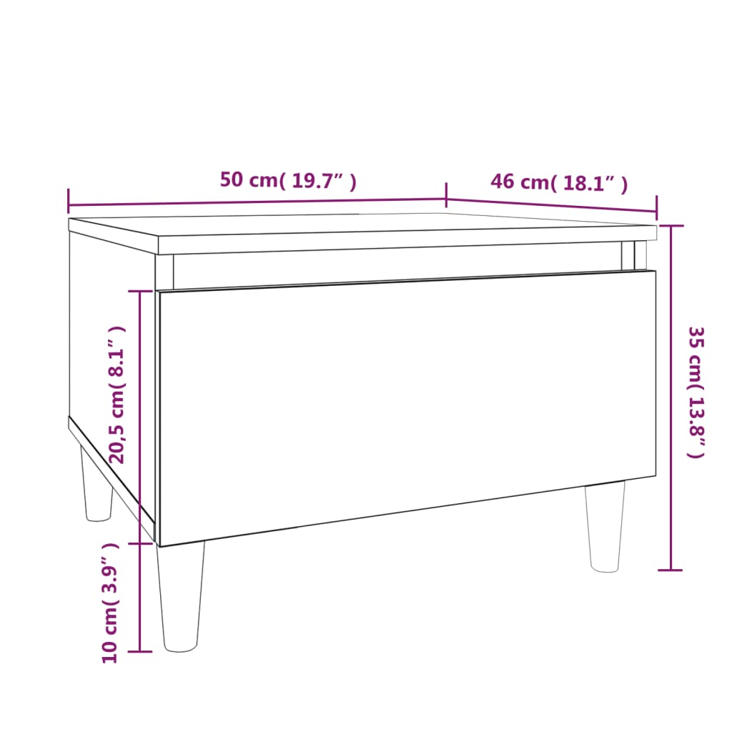 Mesa de apoio 50x46x35 cm derivados de madeira cinzento-cimento