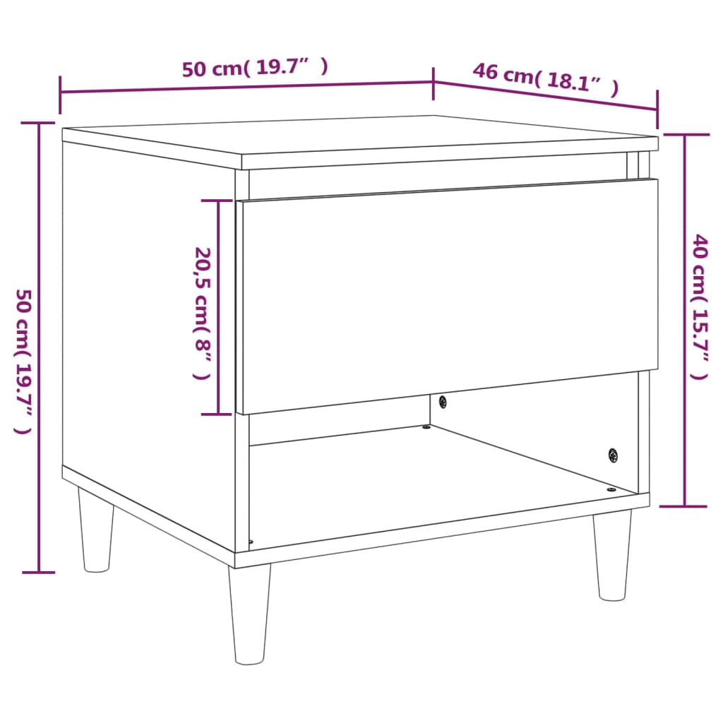 Mesa de cabeceira 50x46x50 derivados de madeira branco