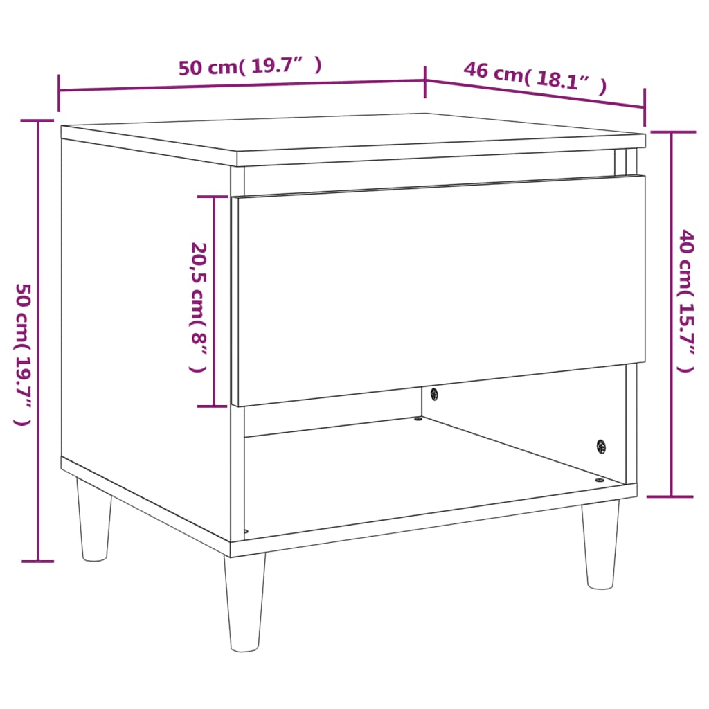 Mesa de cabeceira 50x46x50 cm derivados madeira carvalho sonoma