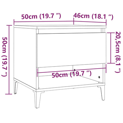 Mesas de apoio 2 pcs 50x46x50cm deriv. madeira branco brilhante