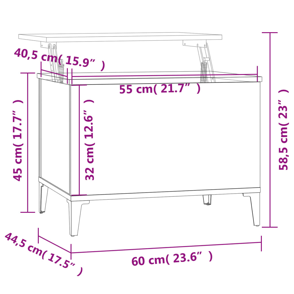 Mesa de centro 60x44,5x45 cm derivados de madeira branco