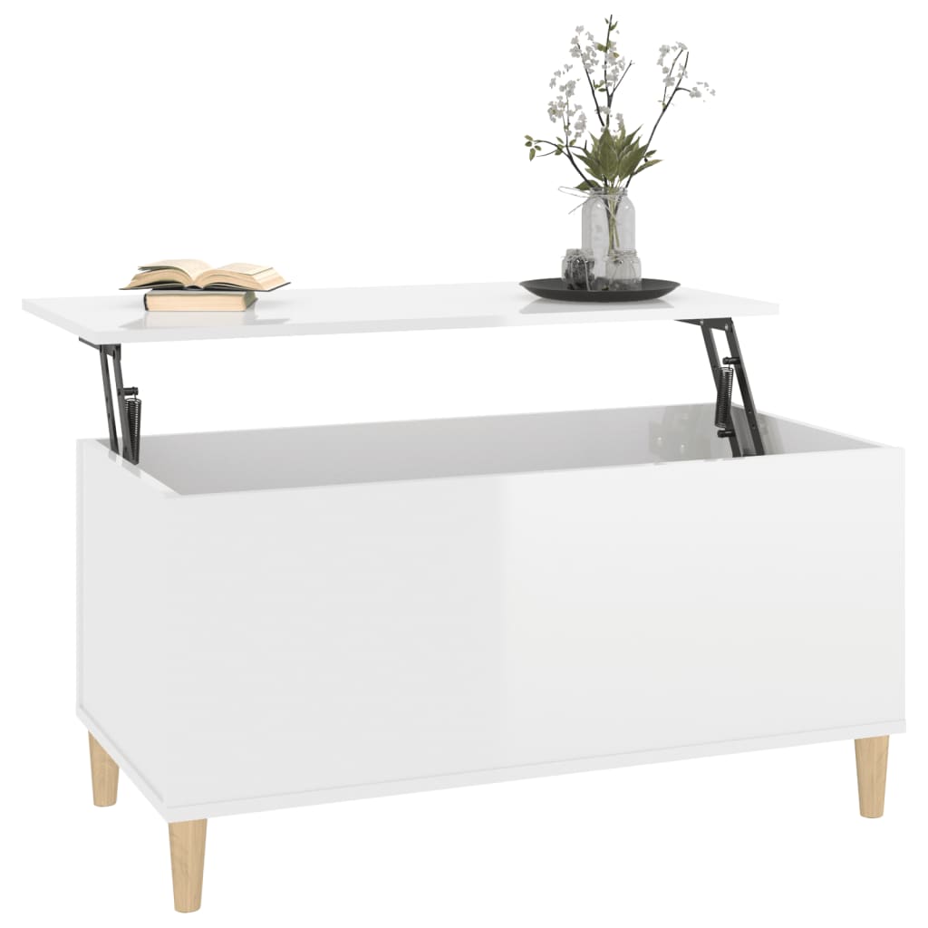 Mesa centro 90x44,5x45 cm derivados de madeira branco brilhante