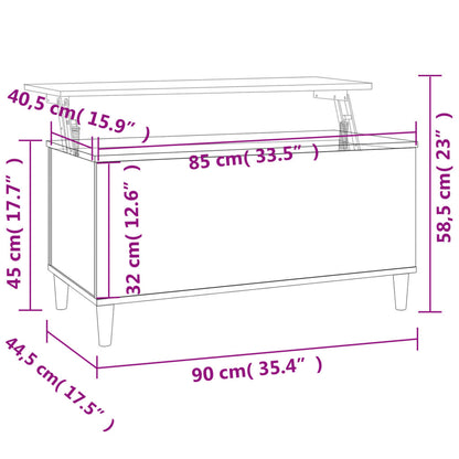 Mesa centro 90x44,5x45 cm derivados de madeira branco brilhante