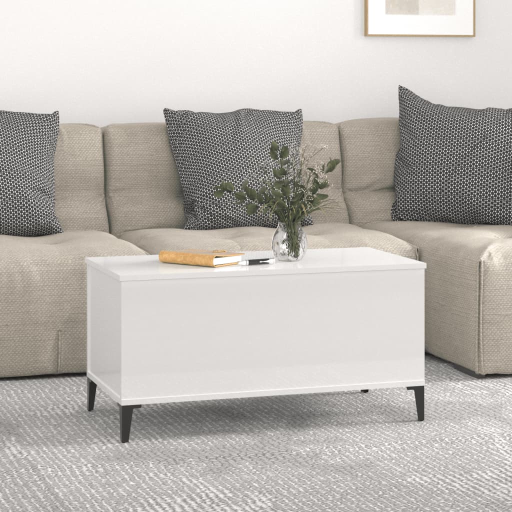 Mesa centro 90x44,5x45 cm derivados de madeira branco brilhante