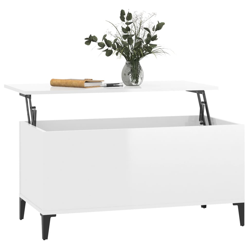 Mesa centro 90x44,5x45 cm derivados de madeira branco brilhante