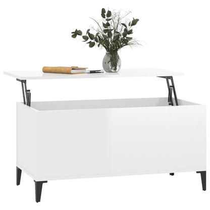 Mesa centro 90x44,5x45 cm derivados de madeira branco brilhante