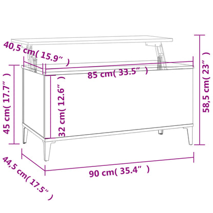 Mesa centro 90x44,5x45 cm derivados de madeira branco brilhante