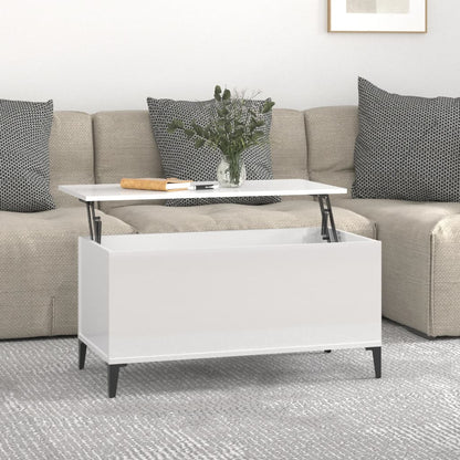 Mesa centro 90x44,5x45 cm derivados de madeira branco brilhante