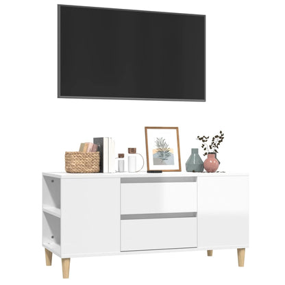 Móvel p/ TV 102x44,5x50 cm derivados madeira branco brilhante