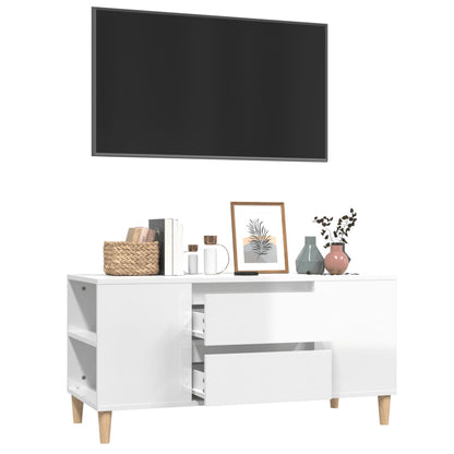 Móvel p/ TV 102x44,5x50 cm derivados madeira branco brilhante