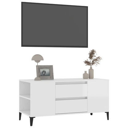 Móvel p/ TV 102x44,5x50 cm derivados madeira branco brilhante