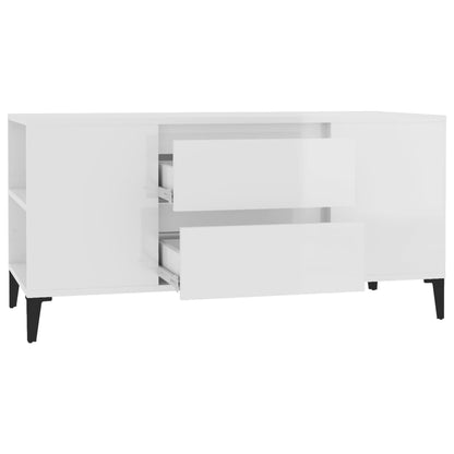 Móvel p/ TV 102x44,5x50 cm derivados madeira branco brilhante