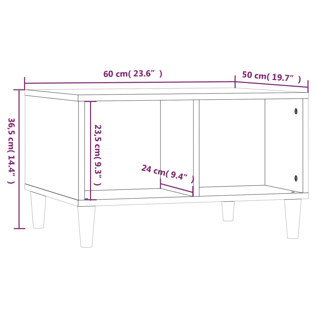 Mesa de centro 60x50x36,5 cm derivados de madeira cinza sonoma