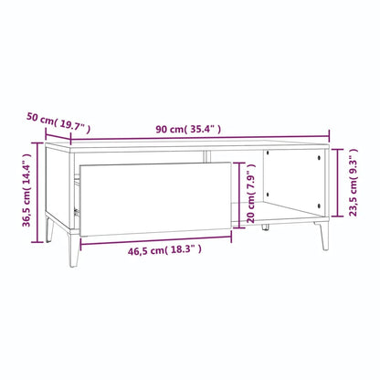 Mesa de centro 90x50x36,5 cm derivados madeira cinzento sonoma