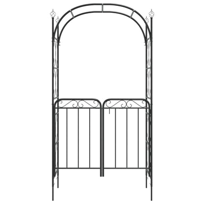 Arco de jardim c/ portão 108x45x235 cm aço preto