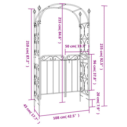 Arco de jardim c/ portão 108x45x235 cm aço preto