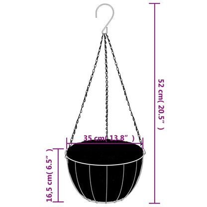 Vasos suspensos 4 pcs c/ forro de coco Ø 35x52 cm aço preto