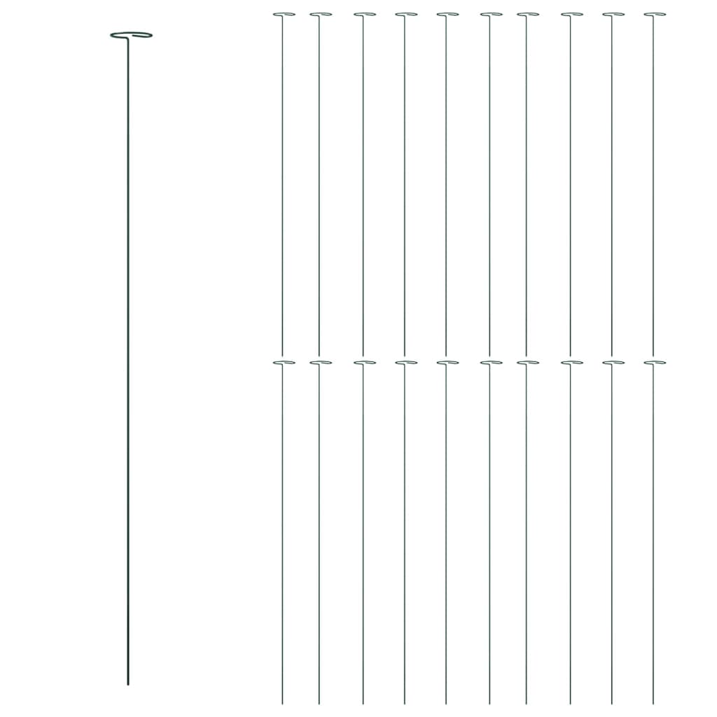 Estaca para plantas de jardim 20 pcs 91 cm aço verde-escuro