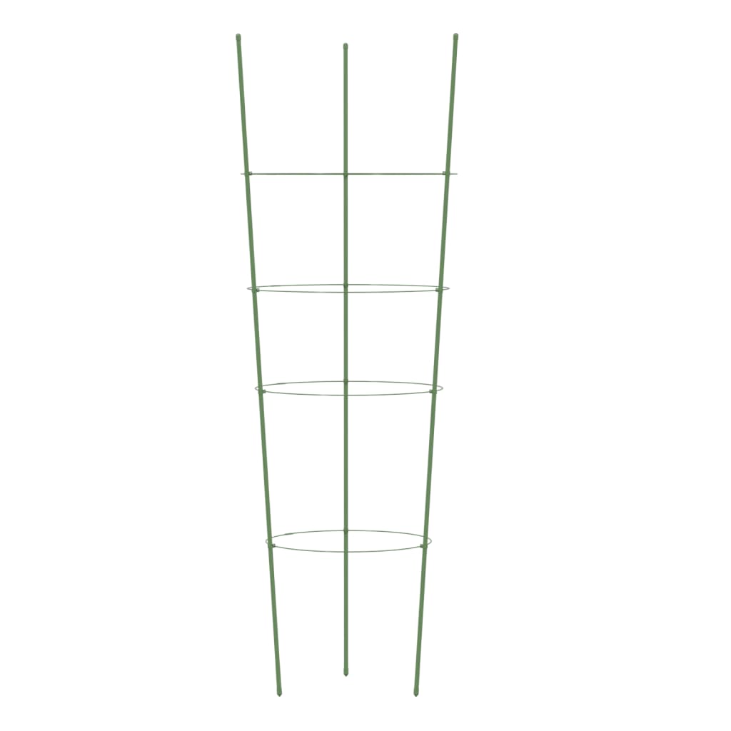 Suportes p/ plantas de jardim c/ 4 anéis 5 pcs 90 cm aço verde