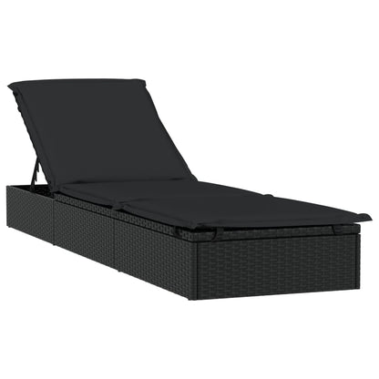 Espreguiçadeiras com mesa 2 pcs vime PE preto