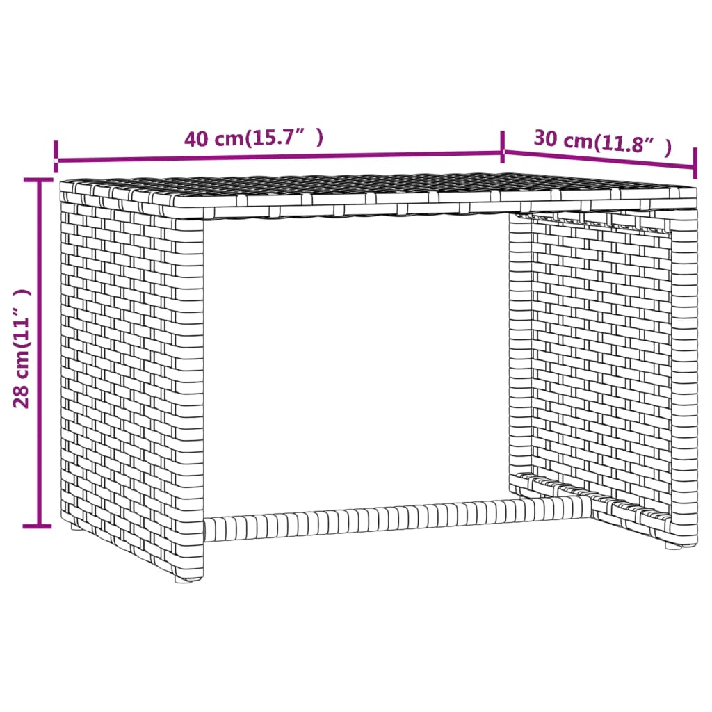 Espreguiçadeiras com mesa 2 pcs vime PE preto