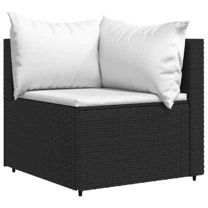 4 pcs conjunto lounge de jardim c/ almofadões vime PE preto