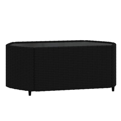 4 pcs conjunto lounge de jardim c/ almofadões vime PE preto