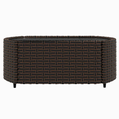 3 pcs conjunto lounge jardim c/ almofadões vime PE castanho