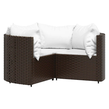 4 pcs conjunto lounge jardim c/ almofadões vime PE castanho