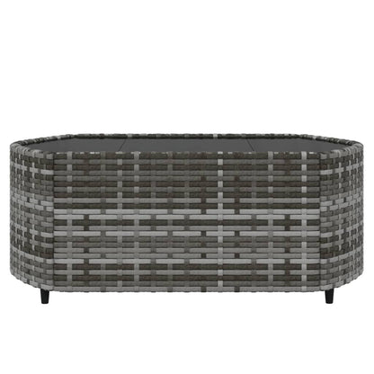 3 pcs conjunto lounge de jardim c/ almofadões vime PE cinzento