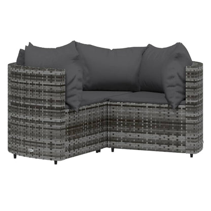 4 pcs conjunto lounge de jardim c/ almofadões vime PE cinzento