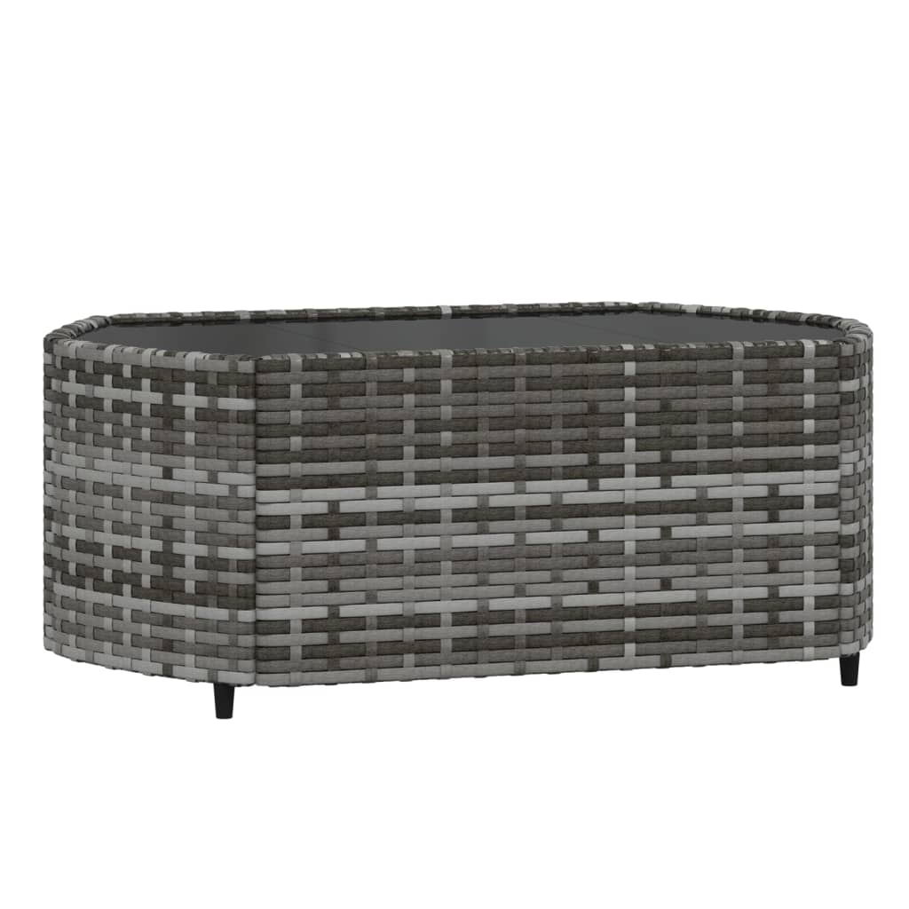 4 pcs conjunto lounge de jardim c/ almofadões vime PE cinzento