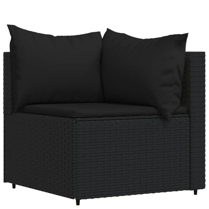 4 pcs conjunto lounge de jardim c/ almofadões vime PE preto