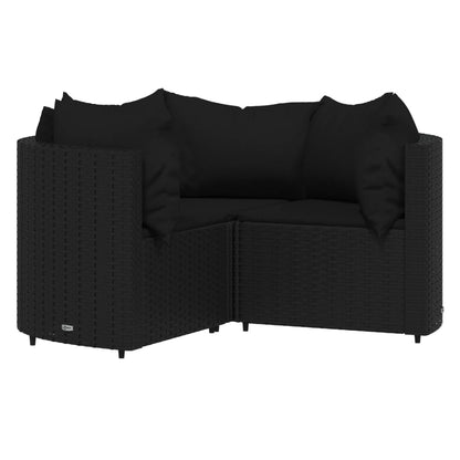 4 pcs conjunto lounge de jardim c/ almofadões vime PE preto