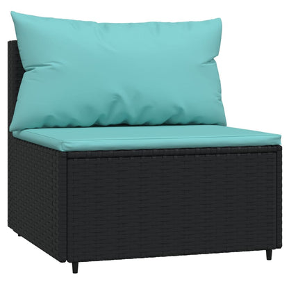 4 pcs conjunto lounge de jardim c/ almofadões vime PE preto