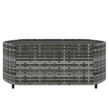 4 pcs conjunto lounge de jardim c/ almofadões vime PE cinzento