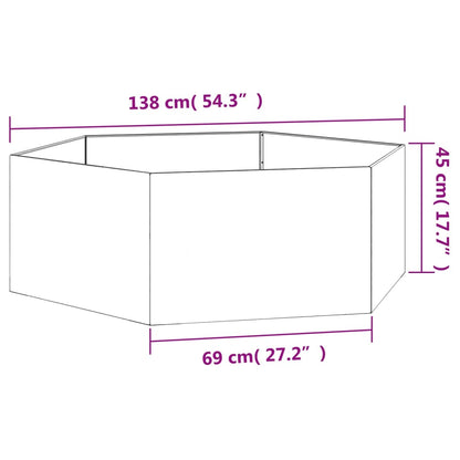 Vaso/floreira 138x120x45 cm aço corten cor enferrujado