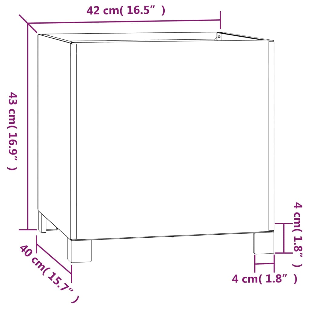 Vaso/floreira com pernas 42x40x43 cm aço corten cor enferrujado