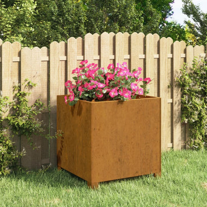 Vaso/floreira com pernas 42x40x43 cm aço corten cor enferrujado