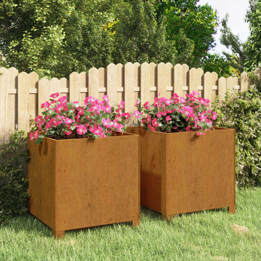 Vasos/floreira c/ pernas 2pcs 42x40x43cm aço corten enferrujado