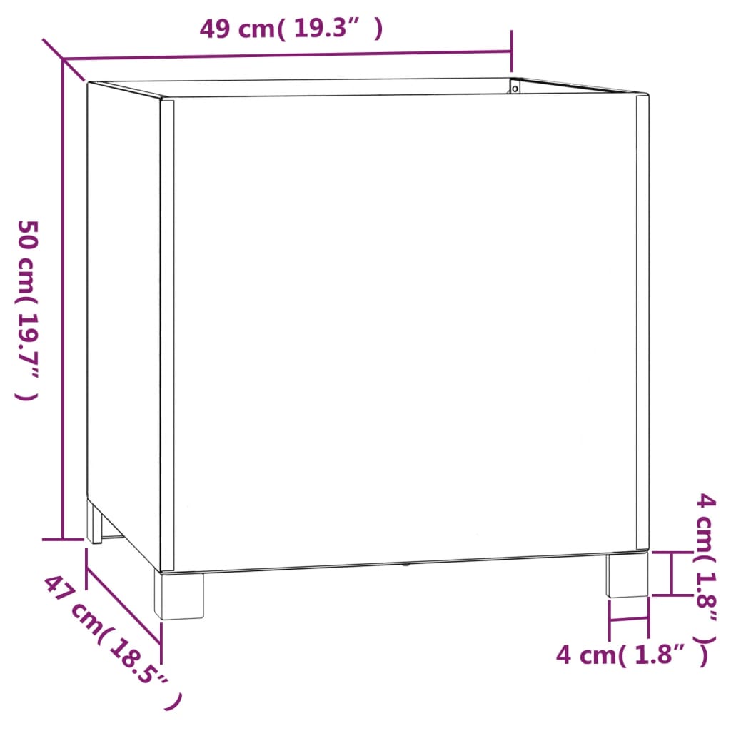 Vaso/floreira com pernas 49x47x50 cm aço corten cor enferrujado