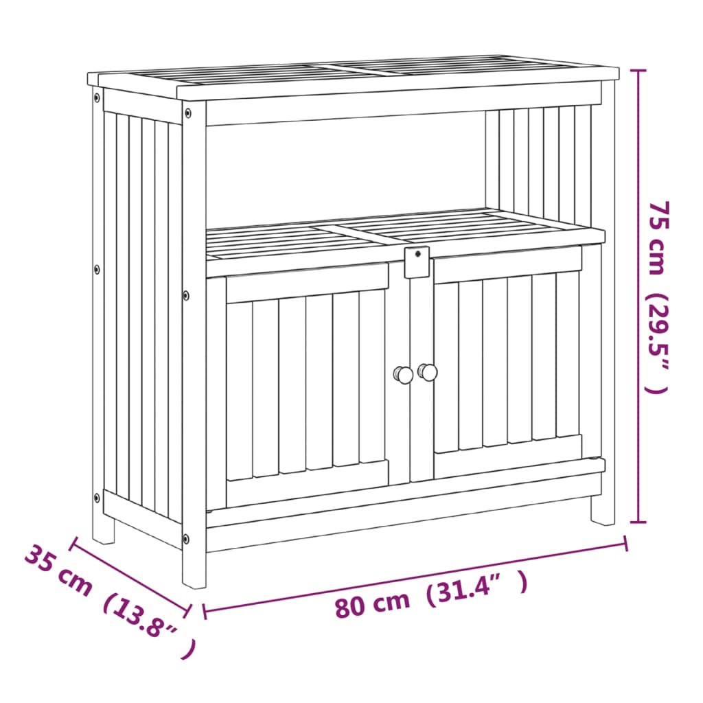 Mesa consola para jardim 80x35x75 cm madeira de acácia maciça